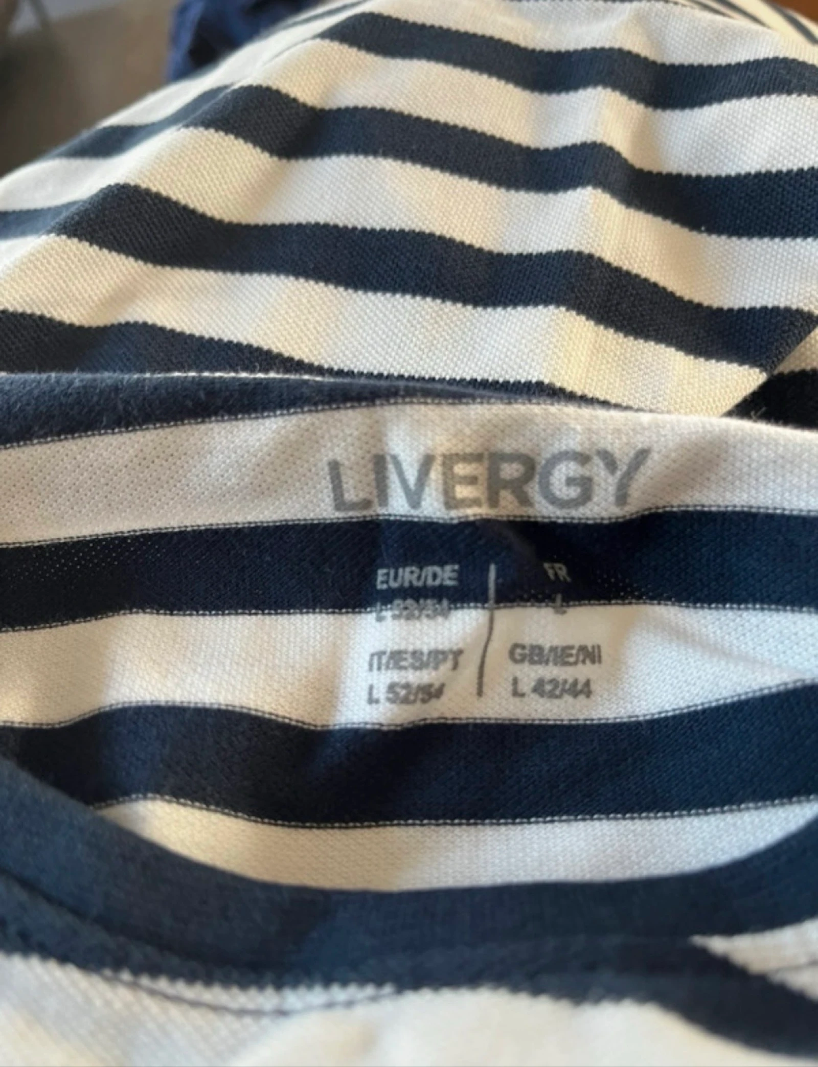 🌺 𝒎𝒛 |Livergy chemise rayée longue | bleu marine blanc | taille L 42/44 NL | 100% coton | basique décontractée – photo 5